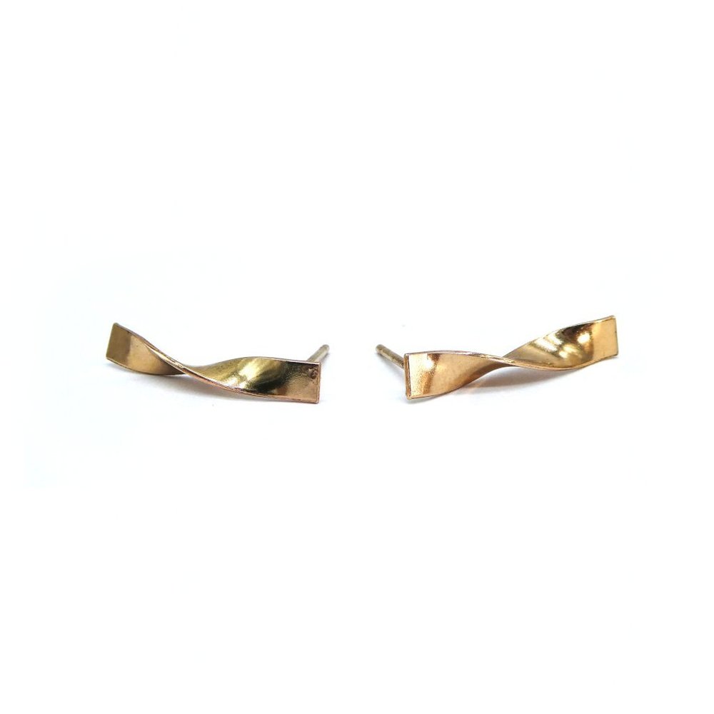 Gold Ribbon Twist Earrings (Made in Utah)
